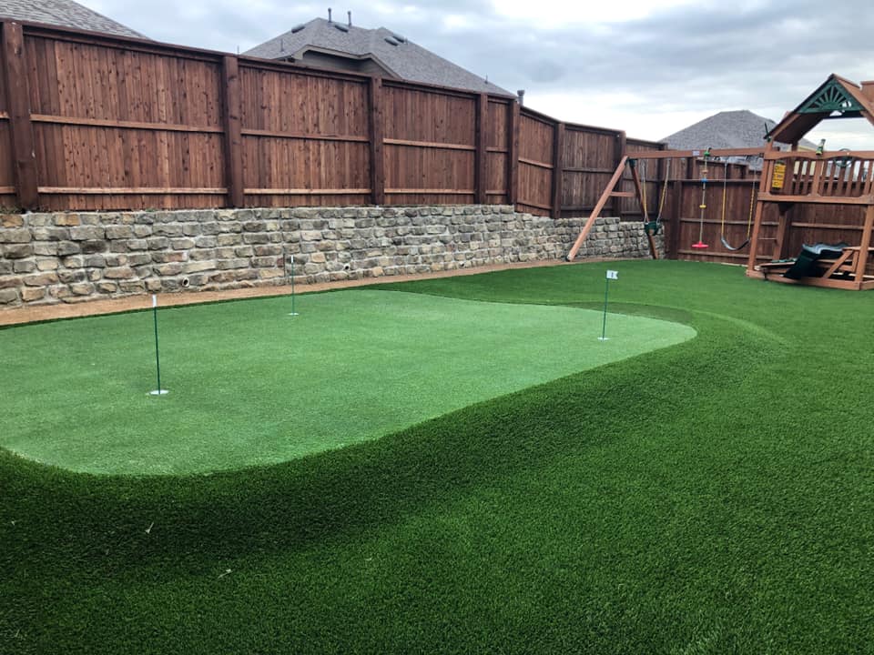 Side Angle of 3-Hole Putting Green and Tee Box in Dallas, TX