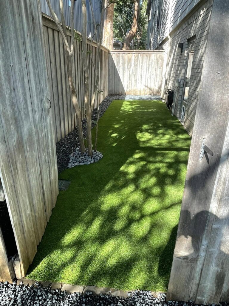 After Turf Installation on side of Condo in Highland Park