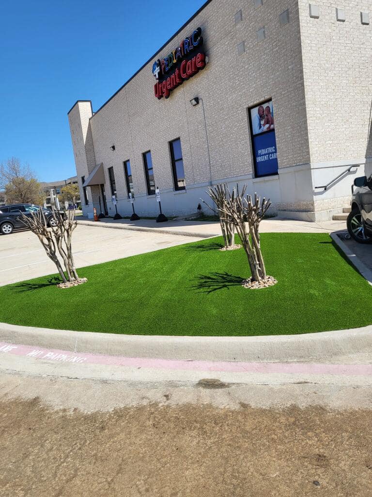 Pediatric Urgent Care in Garland TX featuring new Pro Series Artificial Turf landscaping