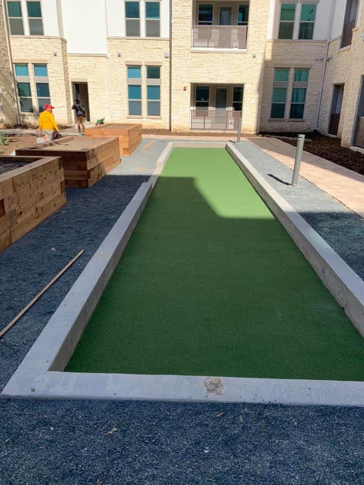 Bocce Ball Court with New Turf Installed in Rockwall, TX