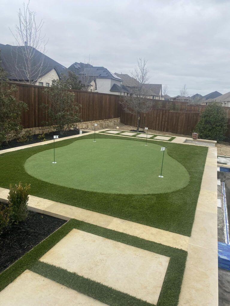 Signature Series Turf featuring 4 hole putting green installed in Prosper TX