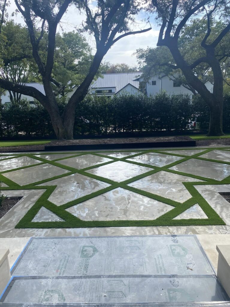 Luxurious turf strip design installed in Dallas, TX