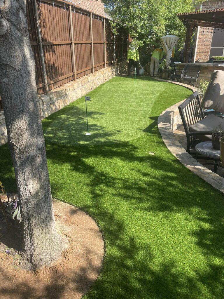 Signature Series Artificial Turf with small Putting Green in Garland, TX