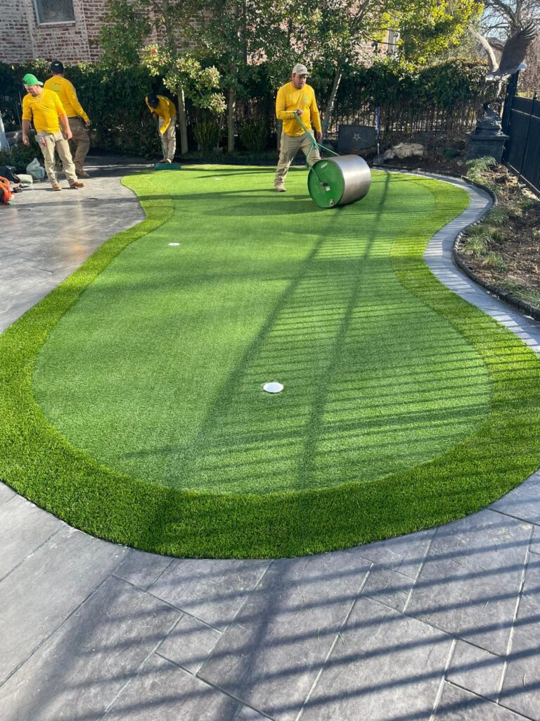 Old Swimming Pool Converted to Putting Green in Plano, TX