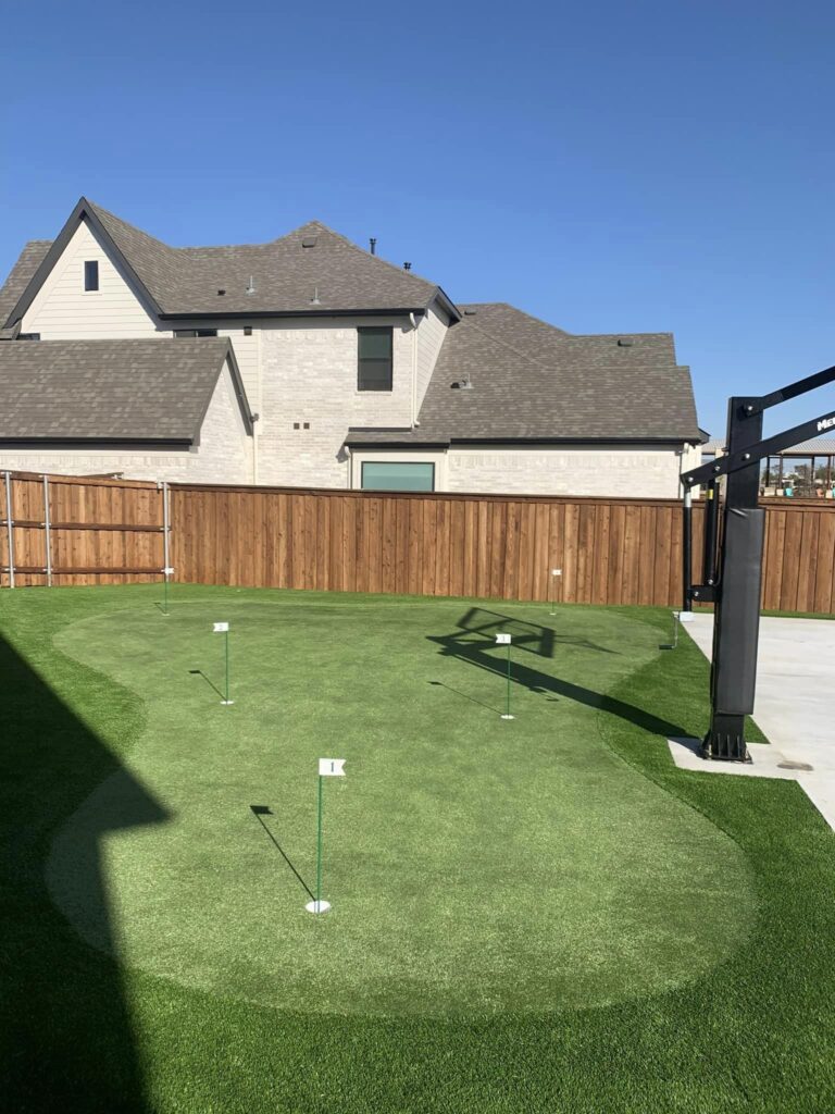 Frisco Backyard with new putting green for golf practice